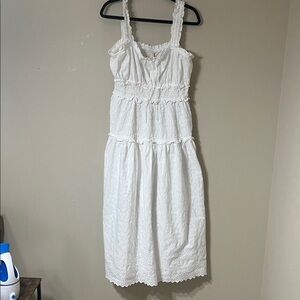 GAP White Textured Midi Dress